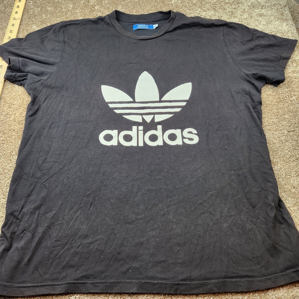 Adidas Originals Mens Trefoil Logo Graphic T-Shirt Black XL Short Sleeve Cotton